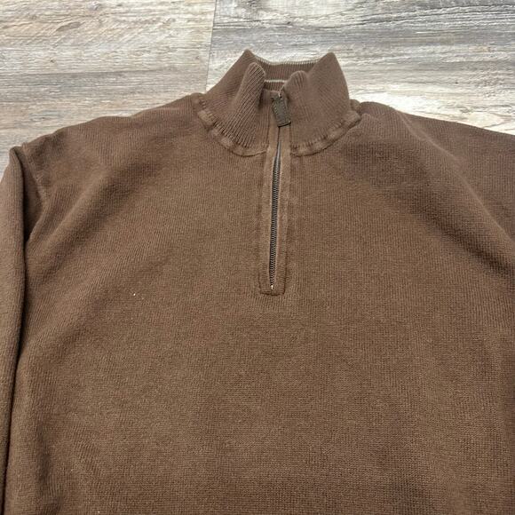 Eddie Bauer Brown Mens‎ XL Cotton Cashmere Quarter Zip Knit Mock Neck Sweater - Picture 2 of 8